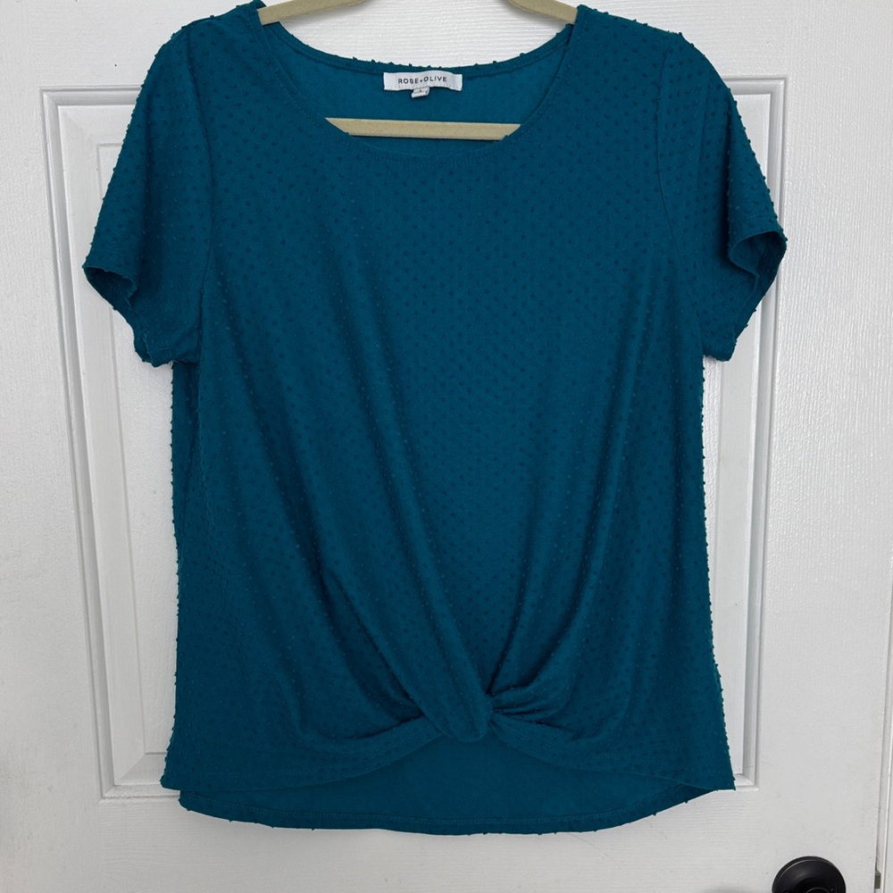 Rose & Olive Teal Short Sleeve Top